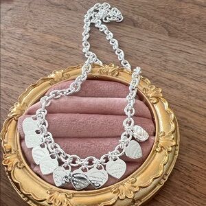 Tiffany & Co. Bright Silver 10 Hearts  Charm Necklace new